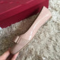 2025 Ballet flats new leather round head shallow bow multifunctional single shoes women's leather bow bow design