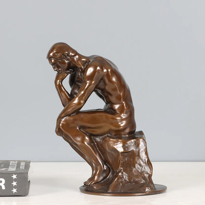 20cm Bronze The Thinker Statue by Rodin Famous Sculpture Replica Home Decoration