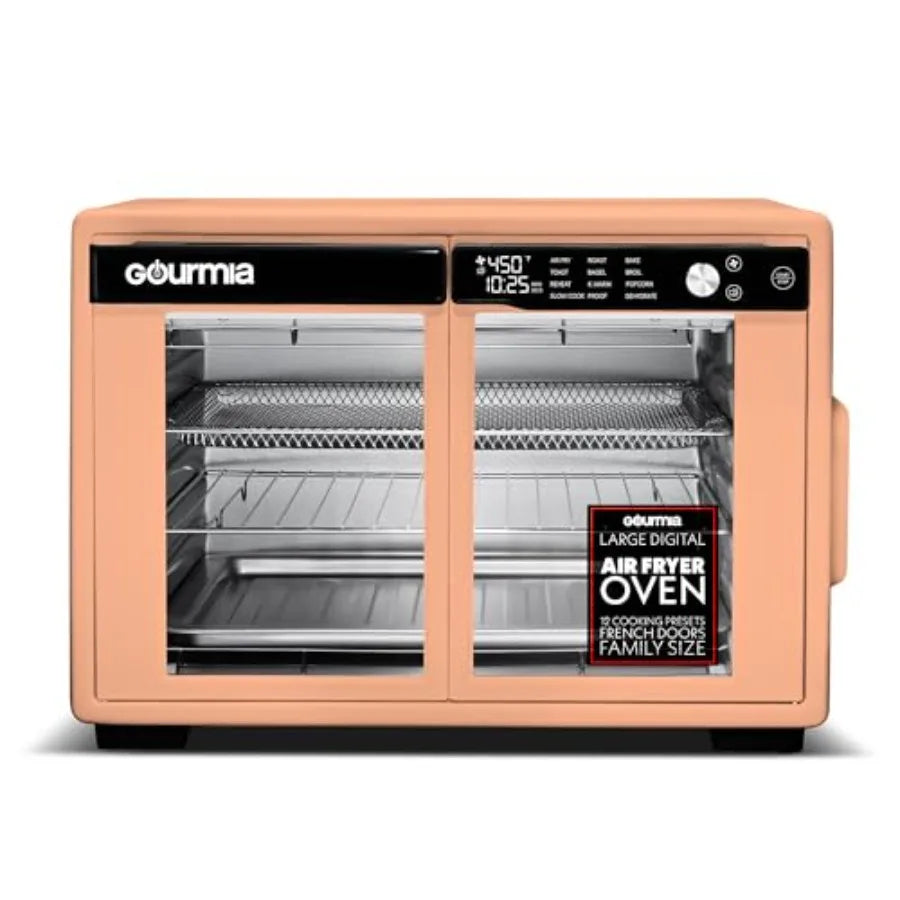 French Door Air Fryer Oven 37 Qt Large Capacity Convection Toaster Oven FryForce 360 Digital Display 12 Cooking Presets Dehydra