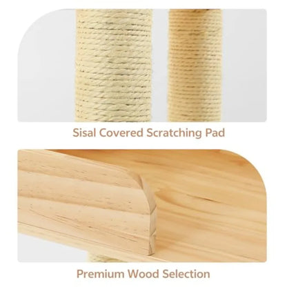 Wood Cat Tree for Automatic Litter Box 74.4" Tall Cat Tower for Self Cleaning Litter Box Cats Tree for Indoor Cats Large Adult