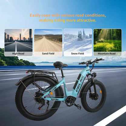 ORLMS MN-6 adult E-bike 26-inch All-terrain fat tire E-Mountain bike 1000W*2 motor 52V 23Ah battery  Electric Bike
