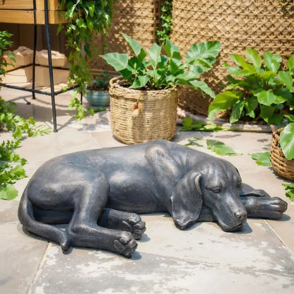 Statue Outdoor Decorations DogFigurine Sleeping Dog Sculptures Resin Sculpture for Patio Lawn Yard Porch Ornament Garden Gift 22