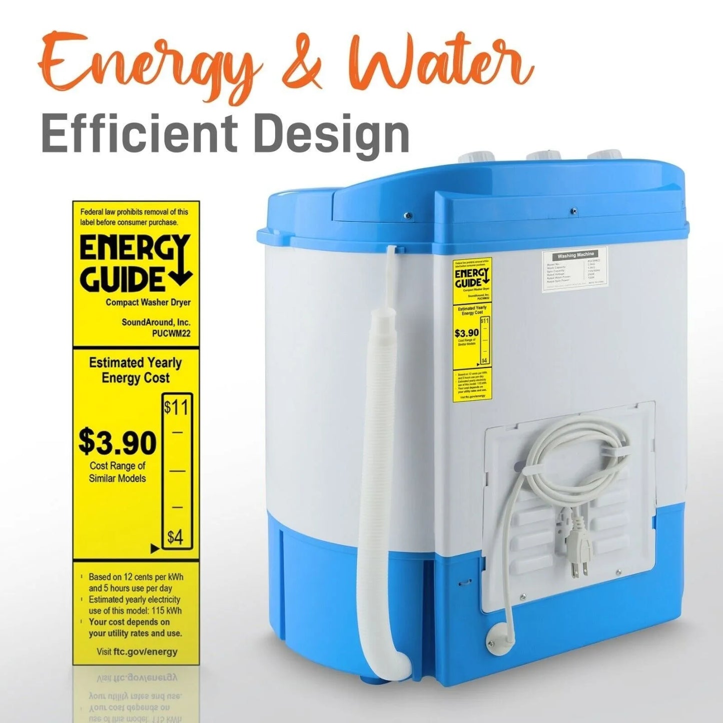 Compact & Portable Washer & Dryer, Mini Washing Machine and Spin Dryer