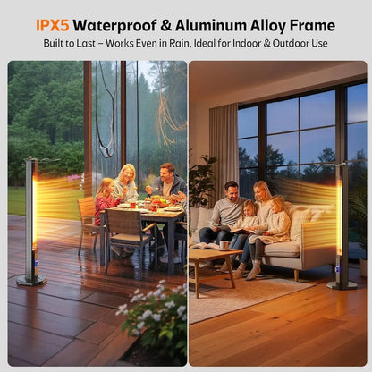 [Limited Stock!]Outdoor Electric Patio Heater, 42-inch 1500W Infrared Tower Heater with 9 Heat Settings & 9H Timer, IPX5 Waterpr