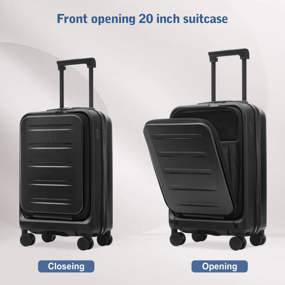 Lightweight 5Pcs Hardside Luggage Sets, Front Opening Expandable Suitcase with USB & TSA Lock, 3 Sizes Spinner Wheels