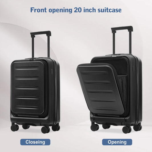 Lightweight 5Pcs Hardside Luggage Sets, Front Opening Expandable Suitcase with USB & TSA Lock, 3 Sizes Spinner Wheels
