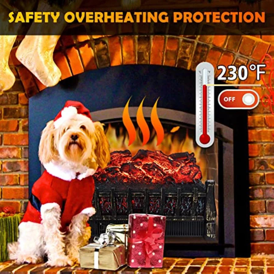 Electric Fireplace Logs Heater Insert with Remote Control for Indoor Use Realistic Flame Effect Infrared Heating 8H Timer Adjus