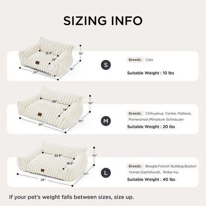 Cute Cat Couch for Pets Fluffy Cat beds with Premium Soft Corduroy Fleece, Fuzzy Cats beds for Indoor Cats with Removable Washab