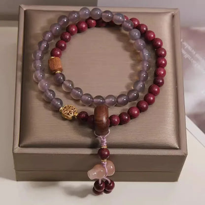 Purely handmade - natural gray agate purple hemu multi-layer bracelet women's light luxury