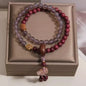Purely handmade - natural gray agate purple hemu multi-layer bracelet women's light luxury