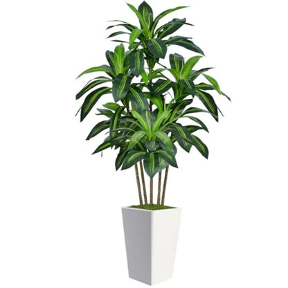6FT Artificial Dracaena Tree Fake Tree Indoor with White Tall Planter Tall Artificial Plants Indoor Decor in Silk Texture for H