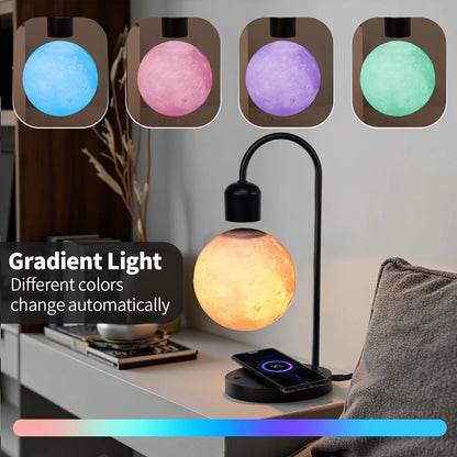 Magnetic Floating Moon Lamp, 3D Moon Light, 15w Wireless Phone Charger, Touch Control, Desk Lamp, Atmosphere Night Light