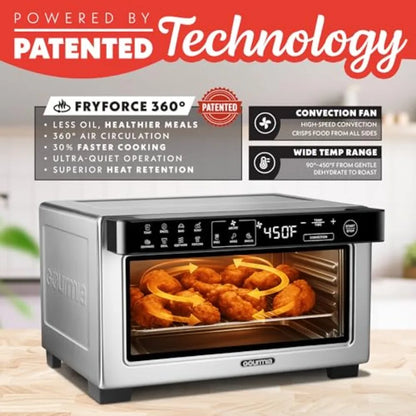 Digital Air Fryer Toaster Oven with Convection Mode 4-Slice Capacity 3 Rack Positions 12 Presets Toast Bagel Bake Roast Broil D