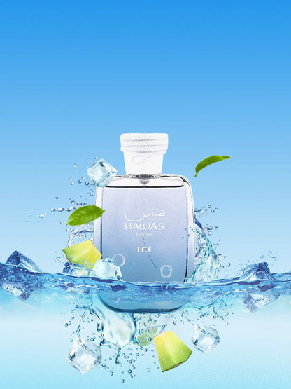 Rasasi Hawas Ice Eau De Parfum 3.4oz 100ml – Fresh Aquatic Citrus Unisex Perfume Gift for Halloween Christmas Thanksgiving