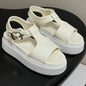 Newest Summer Canvas Shoes Fabric Open-Toe Thick Sole Buckle-Strap Woman Sandals Platform Mary Janes Gladiator Sandals