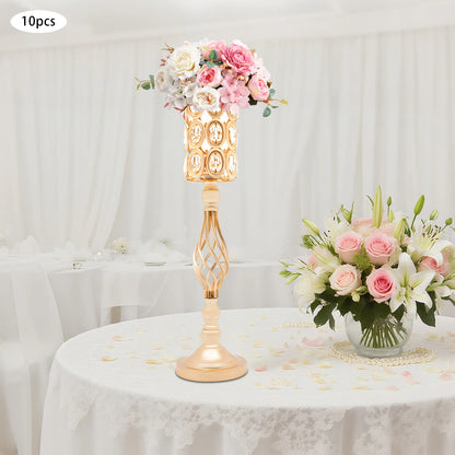 Wedding Flower Vase, Tall Wedding Flower Vase, Set of 10 Gold Crystal Bullseye Vases 61cm Height for Wedding Centerpiece, Table