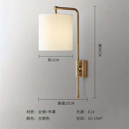 American-style All-copper Luxury Retro Wall Lamp Simple Bedroom Bedside Living Room Dining Room Study Hotel Model Room Lighting
