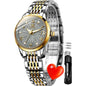 OLEVS Womens Automatic Watches Gold Classic Diamond Ladies Sel Winding Mechanical Two Tone StainlSteel Wrist Watch Date