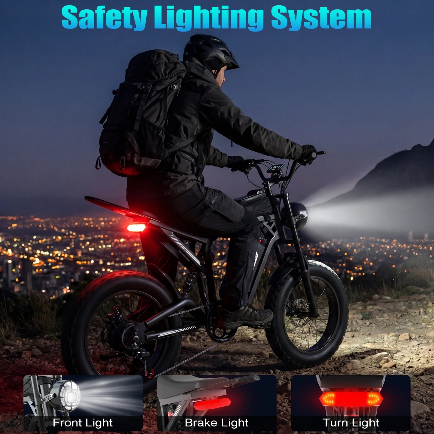 Moveloop T1 Electric Bike 1500W 48V/20AH Battery 40-80 Miles 6-8H Range 31-35Mph 90NmHydraulic Brakes Adult Electric Bike Torque