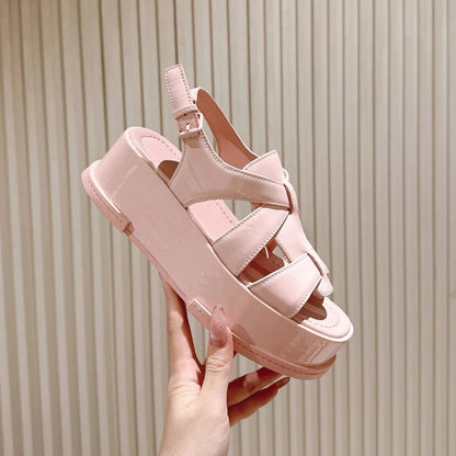 Newest 2026 Shoes For Women Buckle Strap Platform Sandals Genuine Leather Designer Ladies Sandialas Casual Zapatillas Mujer