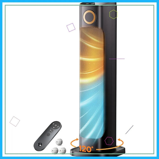 Portable Electric Heater Fan Combo with Remote, 3 Heat Levels, Oscillation for Indoor Outdoor Use