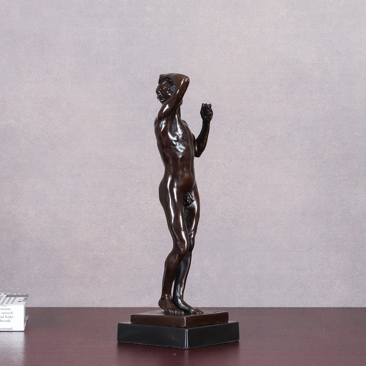 Bronze Rodin's "The Age of Bronze" Statue Sculpture Famous Nude Man Collectible Figurine Art Office Decor
