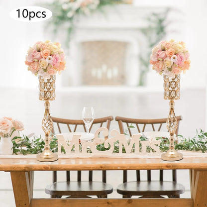 Wedding Flower Vase, Tall Wedding Flower Vase, Set of 10 Gold Crystal Bullseye Vases 61cm Height for Wedding Centerpiece, Table
