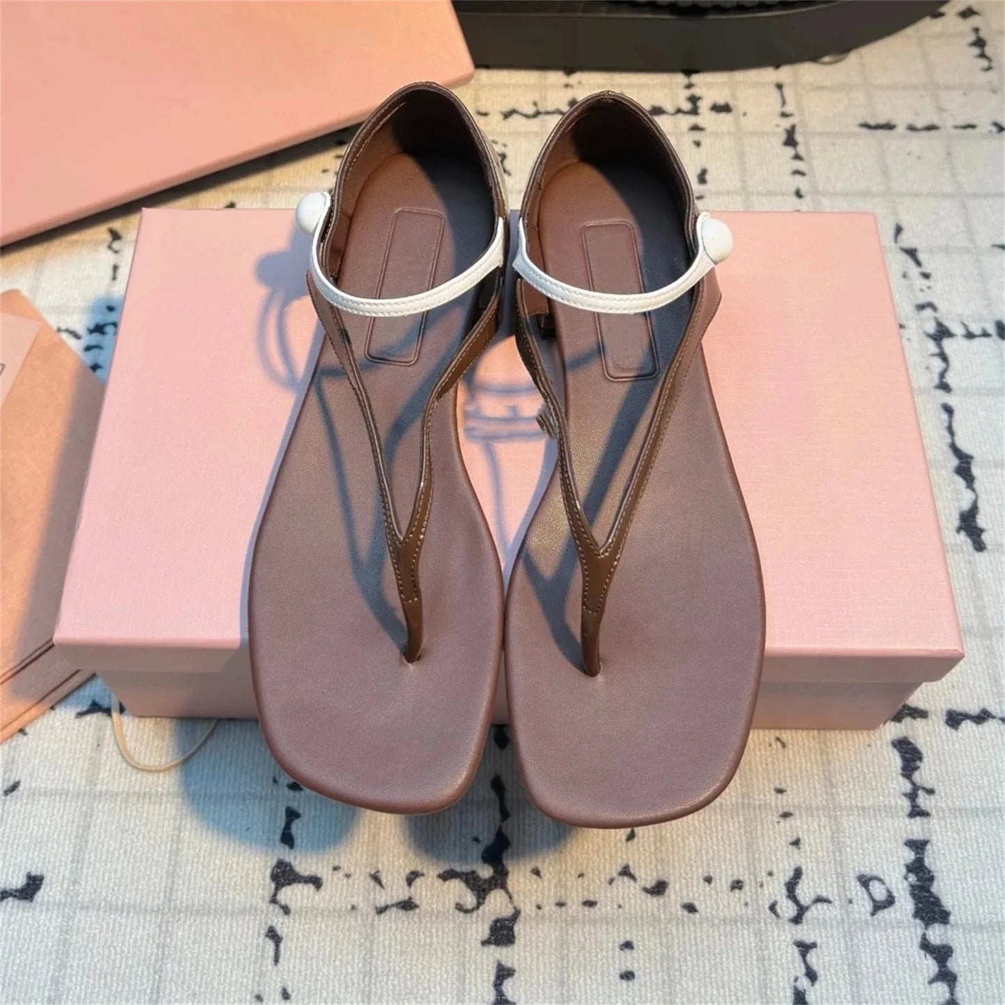 2025 Newest Summer Desinger Tpu Square-toe Flat Heel Slingback Woman Sandals Mix Colors Boat Shoes Slip-Ons Zapatos De Mujer