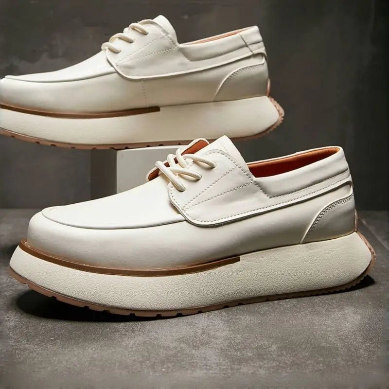 2026 Men's Horse Leather Board Shoes Genuine Leather Breathable Casual Business Sneakers Soft Sole White Trendy Spring Summer