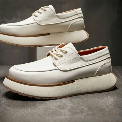 2026 Men's Horse Leather Board Shoes Genuine Leather Breathable Casual Business Sneakers Soft Sole White Trendy Spring Summer