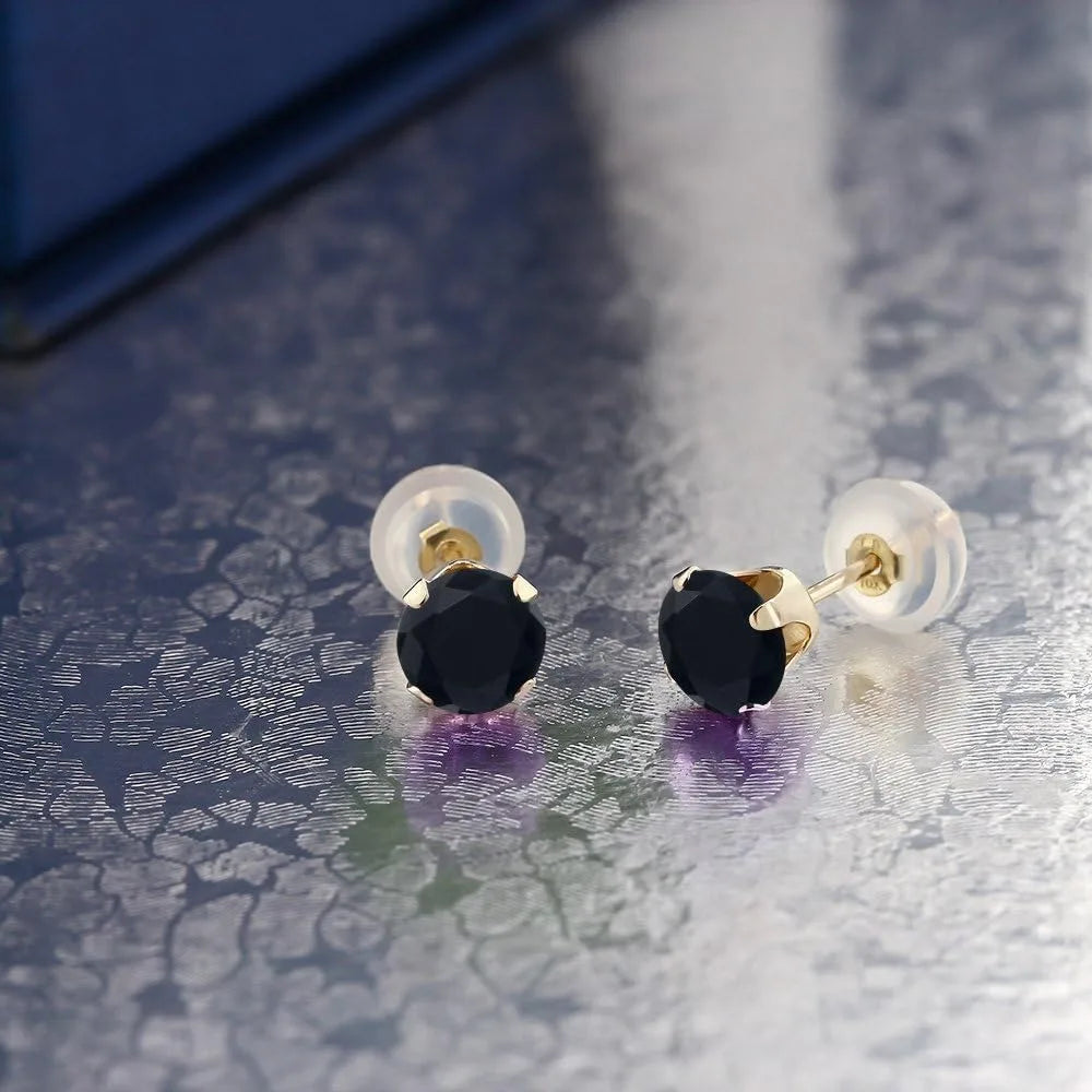 Yellow Gold 10K Round Birthstone Stud Earrings - 5MM Gemstone Jewelry for Women and Men
