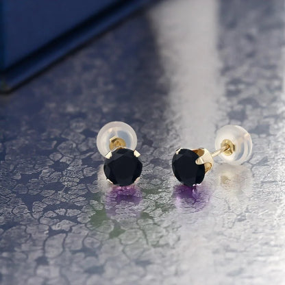 Yellow Gold 10K Round Birthstone Stud Earrings - 5MM Gemstone Jewelry for Women and Men