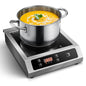 17" 1800W Portable Electric Burner with 10 Power Levels, 140°F-460°F Temp Control, Timer Stainless Commercial Induction Cooktop