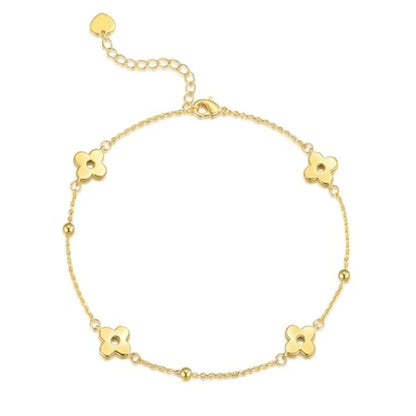 14K Gold Plated Anklets for Women Four-Leaf Clover 14K Gold Plated Ankle Bracelets for Women Golden Jewelry for Womens Anklets