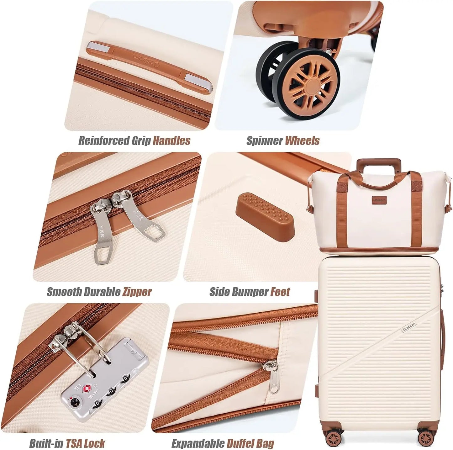 5-Piece ABS Hardshell Luggage Set with TSA Lock, Spinner Wheels, and Durable Travel Design (20"/24"/28")