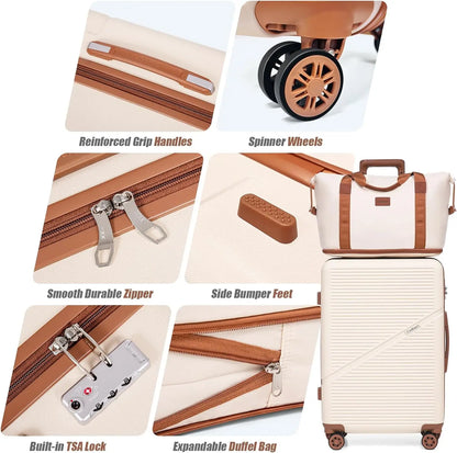 5-Piece ABS Hardshell Luggage Set with TSA Lock, Spinner Wheels, and Durable Travel Design (20"/24"/28")