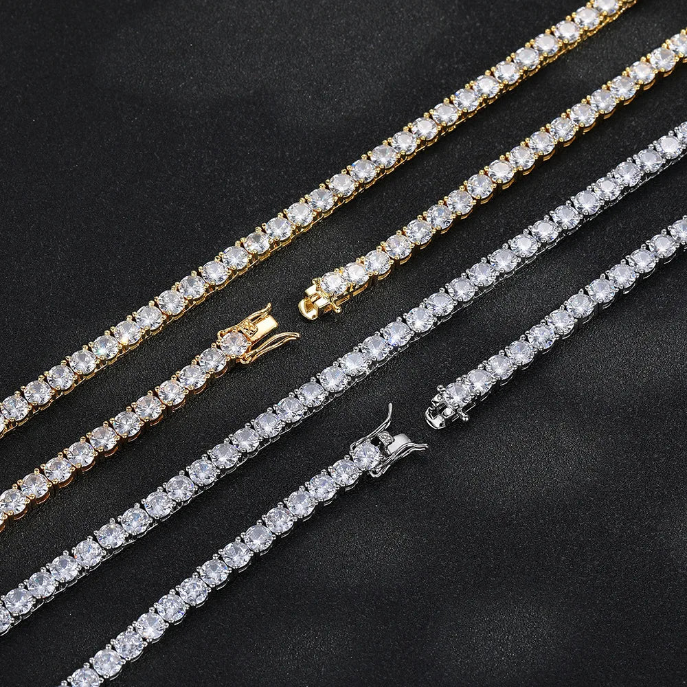 GRA Certified Moissanite Tennis Necklace 3/4/5/6mm Solid 925 Sterling Silver Diamond Tennis Necklaces for Women Man N002451