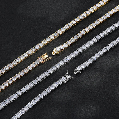 GRA Certified Moissanite Tennis Necklace 3/4/5/6mm Solid 925 Sterling Silver Diamond Tennis Necklaces for Women Man N002451