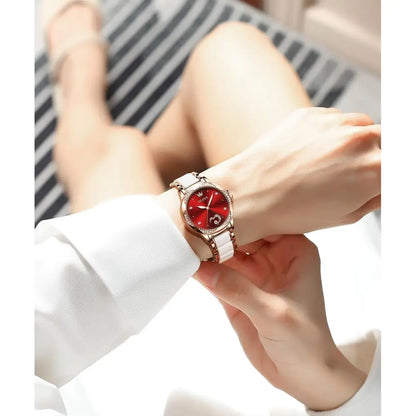 OLEVS Automatic Watch or Women Luxury Diamond Rose Gold Ladies Sel Winding Mechanical Ceic Wrist Watch Love Heart Date