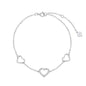 10k White Gold Three Heart Anklets for Women Love Ankle Bracelet Foot Jewelry for Wife Gifts for Her 9.4-11