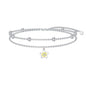 Diamond Plumeria Anklet for Women 925 Sterling Silver Lab Grown Diamonds Jewelry Gifts 0.1 ct D Color VVS Clarity