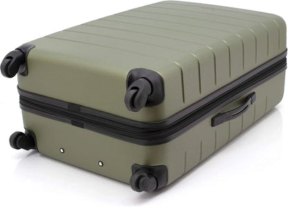 3-Piece Hardside Luggage Set with Expandable Design, 360° Spinner Wheels, and Convenient Features in Olive Green