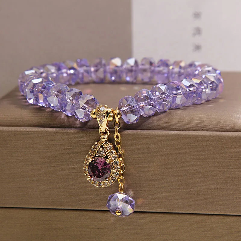Purely Handmade - Lavender Amethyst Abacus Bead Bracelet Women's Light Luxury