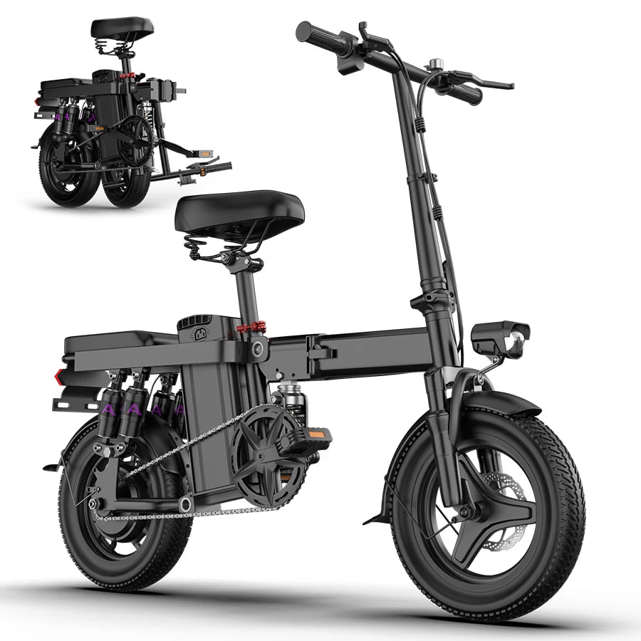 Toofly 500W Adult Electric Bike, 20 MPH, 48V 15Ah Removable Battery, 14 Inch Folding Electric Bike, Multi-Shock Absorption