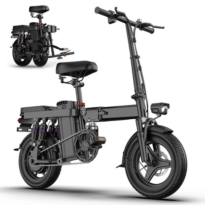 Toofly 500W Adult Electric Bike, 20 MPH, 48V 15Ah Removable Battery, 14 Inch Folding Electric Bike, Multi-Shock Absorption