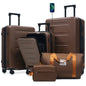 Lightweight 5Pcs Hardside Luggage Sets, Front Opening Expandable Suitcase with USB & TSA Lock, 3 Sizes Spinner Wheels