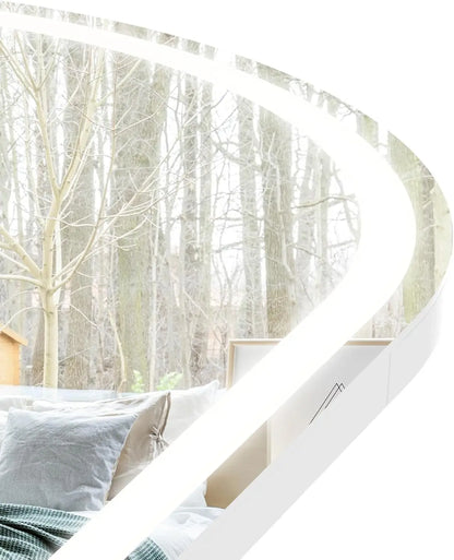 Arched Full Length Mirror with Stand 21"×63", LED Light Floor Standing with 3 Color Lighting for Bedroom Body Hanging Modern Si