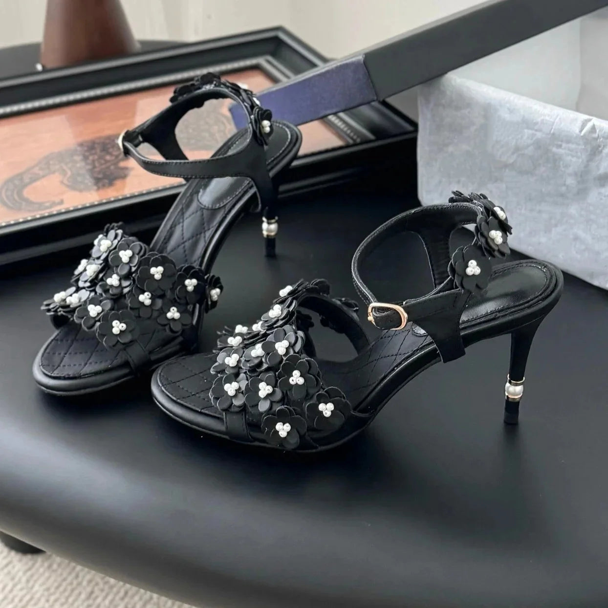 2025 Newest Summer Handmade Genuine Leather Open-Toe Super High Heel Buckle-Strap Woman Sandals Stiletto Ladies Wedding Pumps