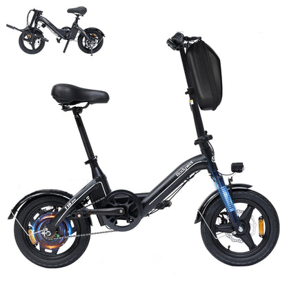 Bodywel T16 Pro 14" Folding Electric Bike for Adults Commuter-36V 10.4Ah Battery UL Certified EBike, Peak 750W Motor mini E-Bike