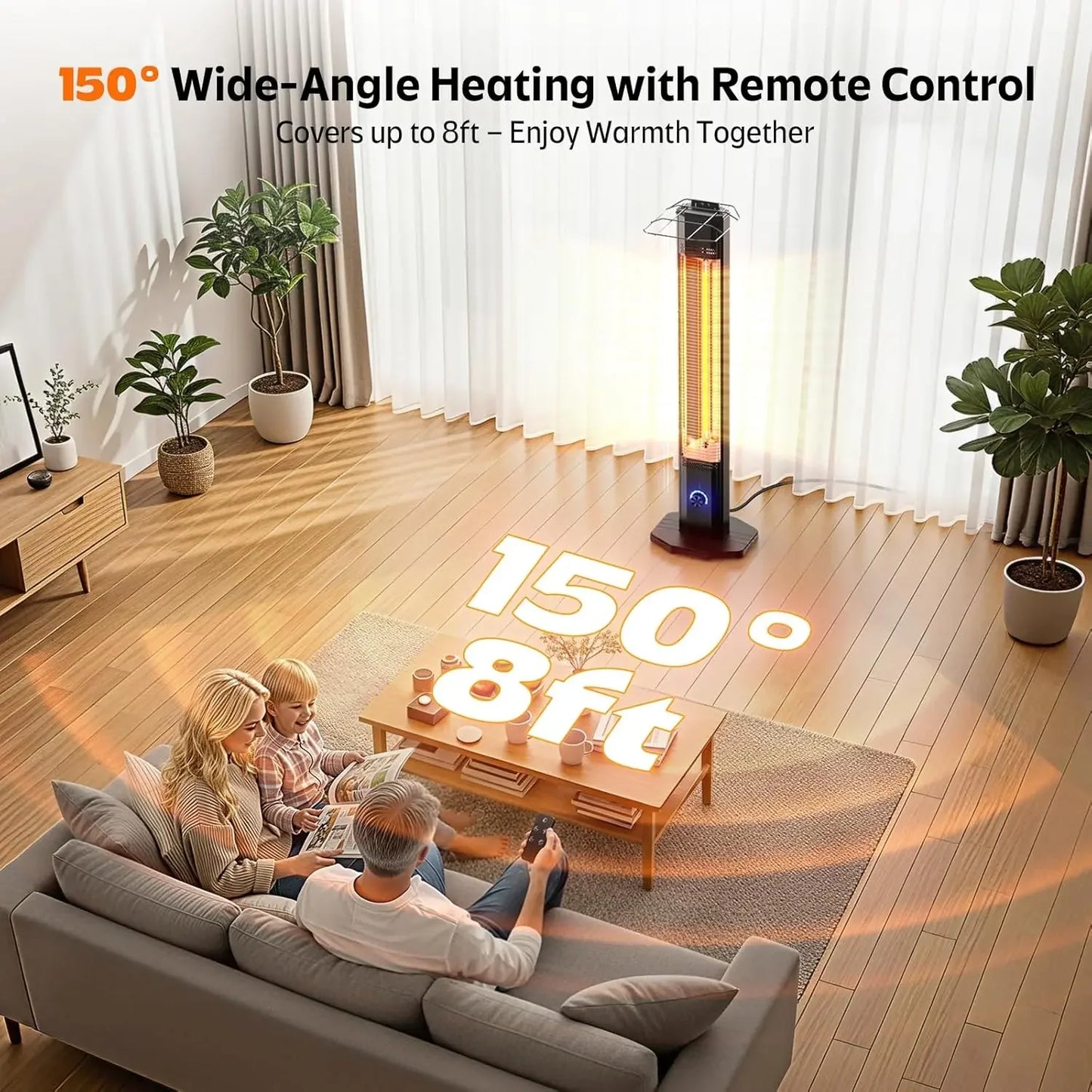 [Limited Stock!]Outdoor Electric Patio Heater, 42-inch 1500W Infrared Tower Heater with 9 Heat Settings & 9H Timer, IPX5 Waterpr